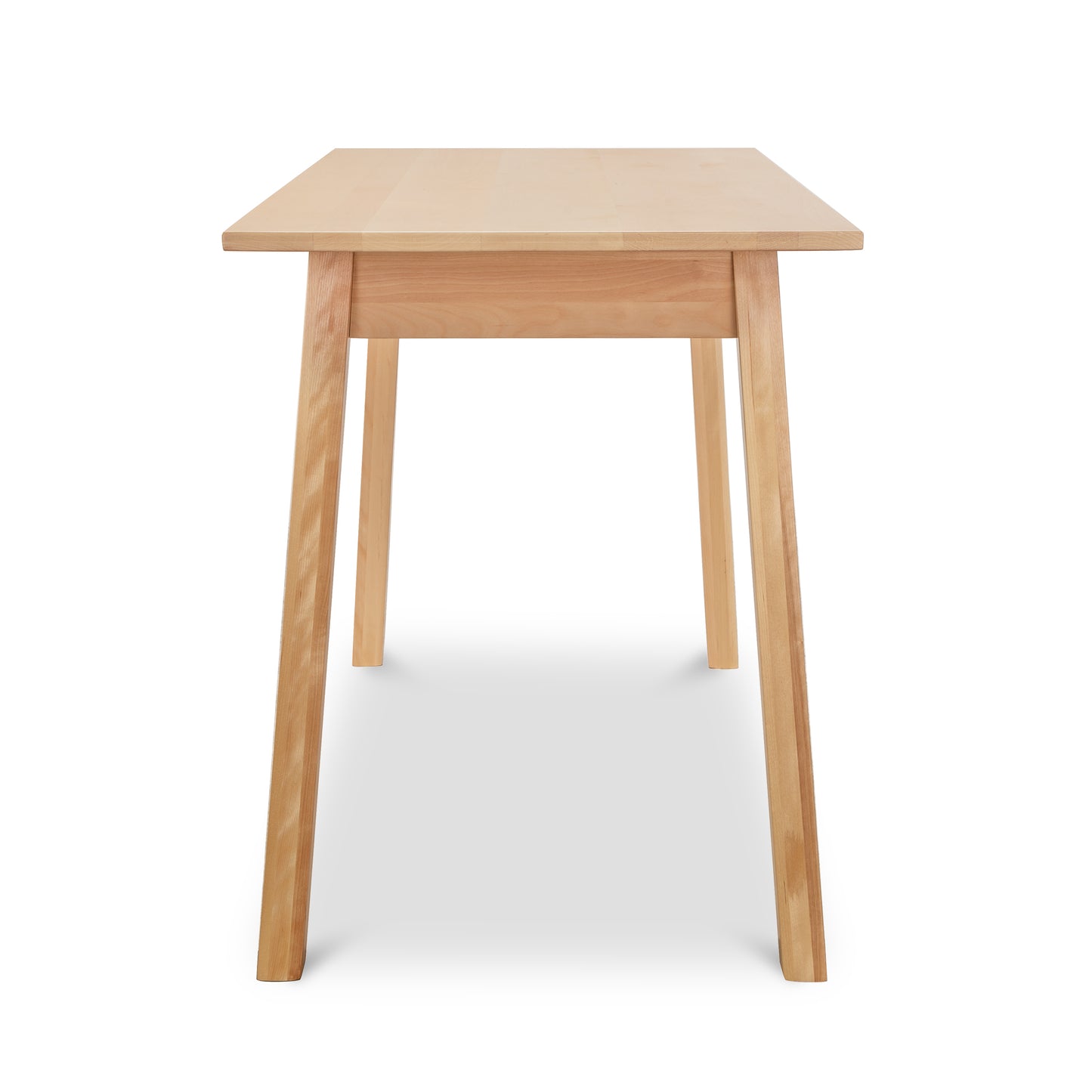 A small wooden table with legs on a white background.