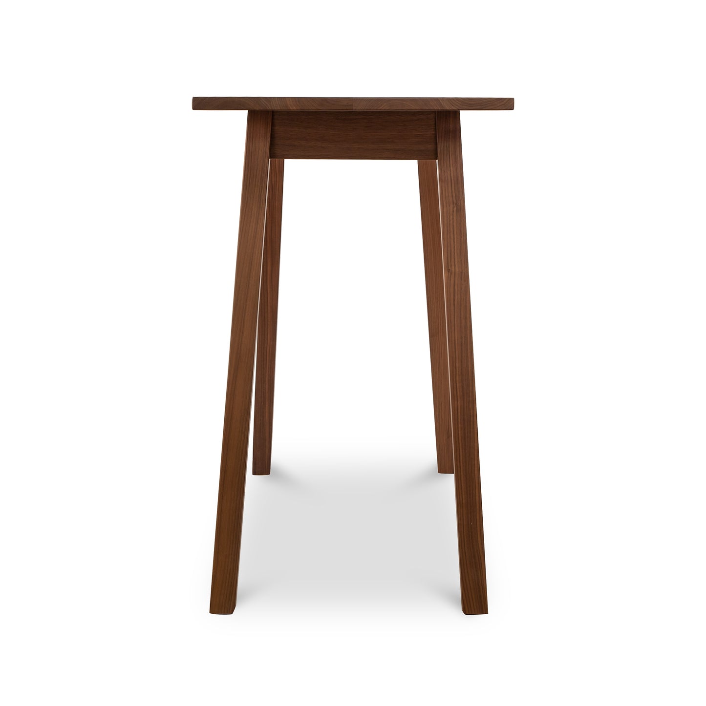 A wooden table with two legs on a white background.