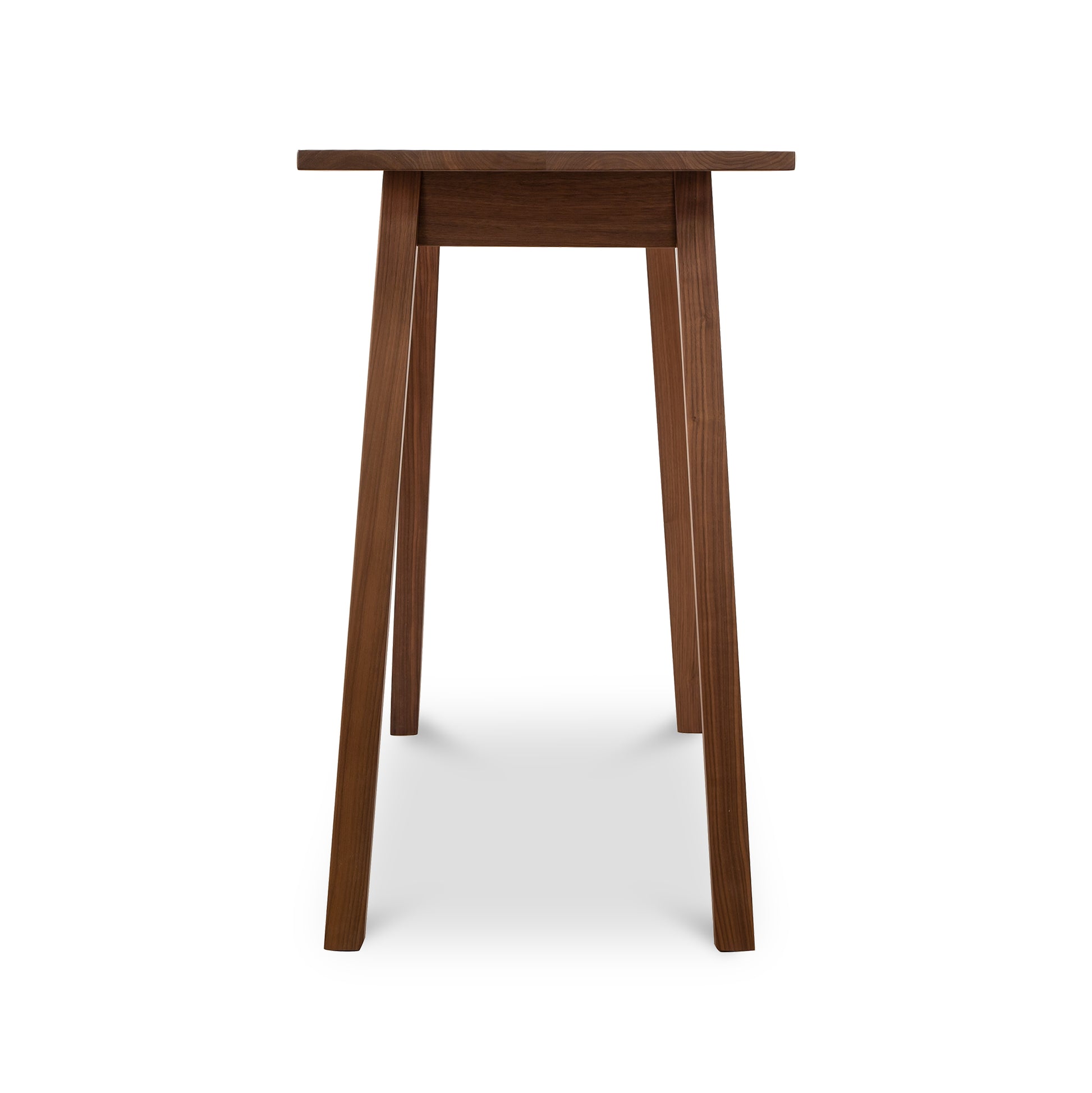 A wooden table with two legs on a white background.