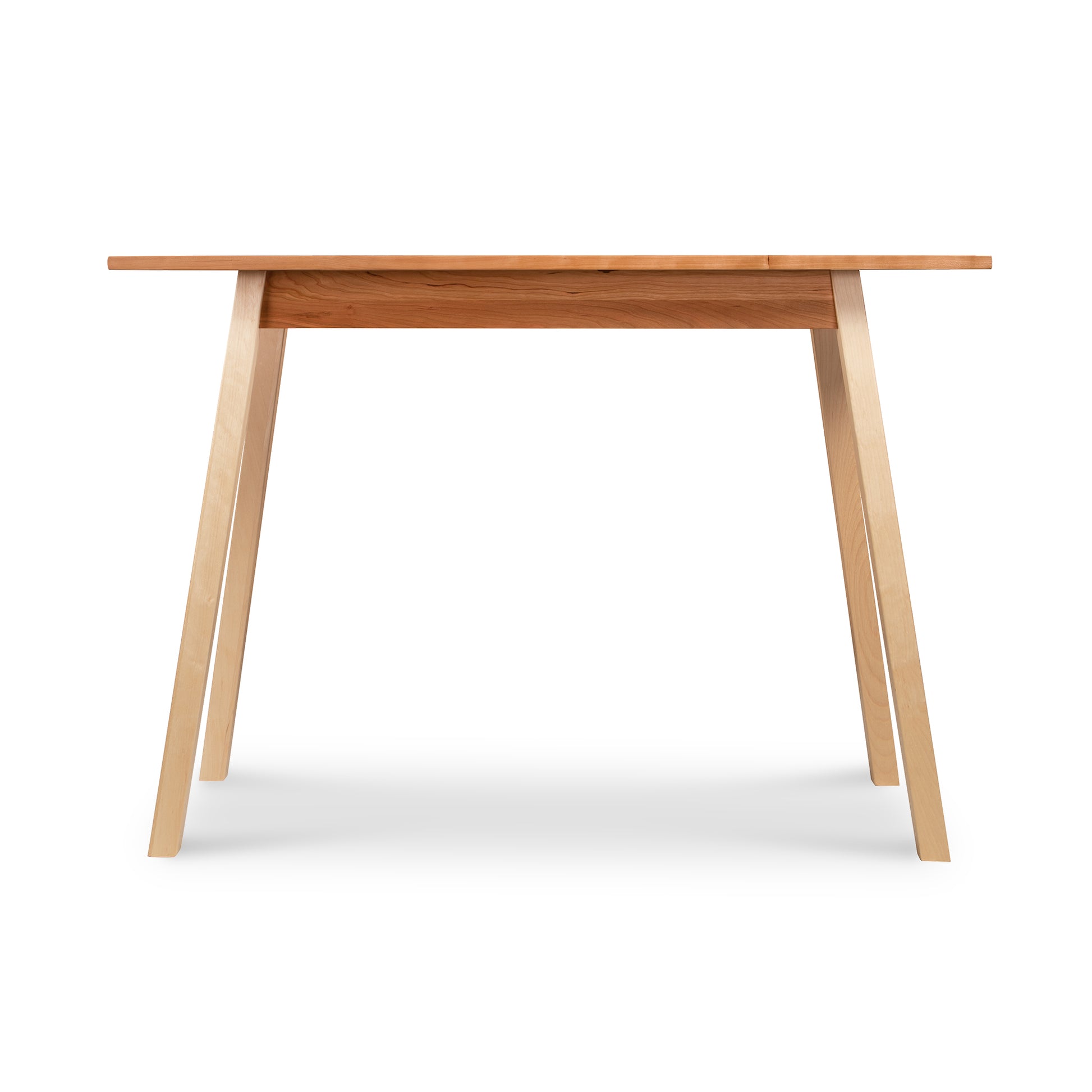 A wooden table with a wooden top and legs.