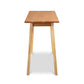 A wooden table with two legs on a white background.