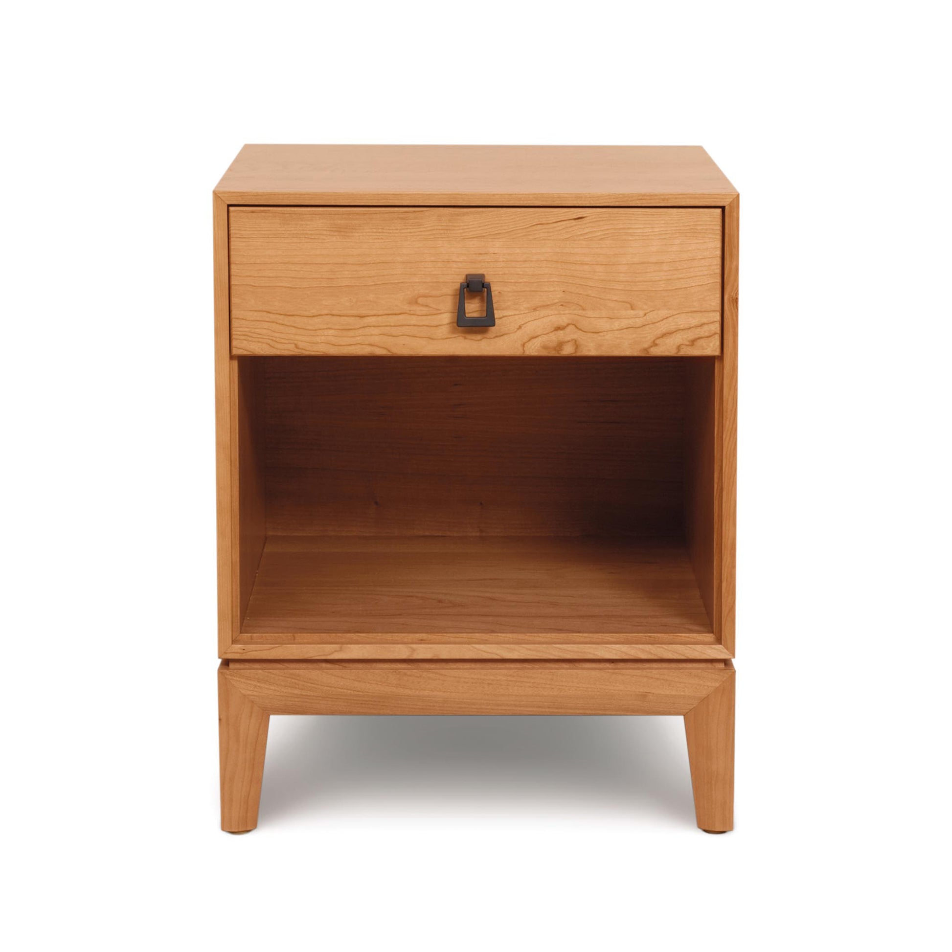 A Mansfield 1-Drawer Enclosed Shelf Nightstand by Copeland Furniture, isolated on a white background.