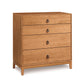 Copeland Mansfield 4-Drawer Chest crafted in Vermont from eco-friendly hardwoods, featuring sleek metal handles and contemporary short legs.