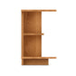 The Mansfield Open Shelf Nightstand by Copeland Furniture features three rectangular shelves of varying lengths attached to a vertical backboard. Its open design and light brown finish complement any room, seamlessly blending with the aesthetic of Copeland Furniture. The shelves are evenly spaced and showcase clean, straight lines.