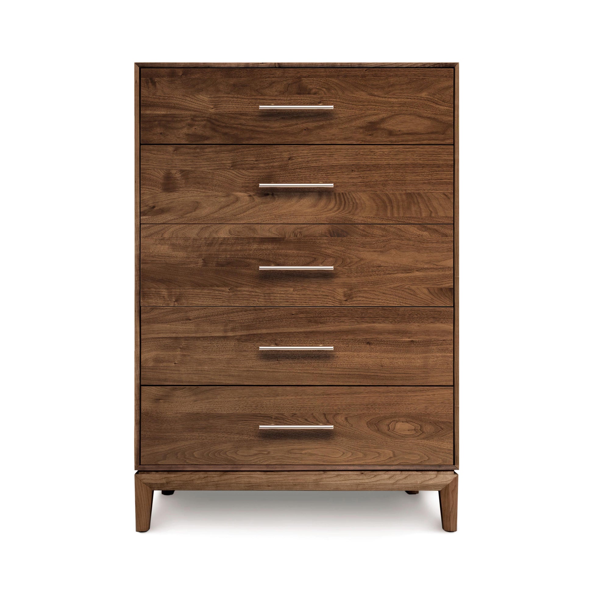 A Mansfield 5-Drawer Wide Chest - Walnut - Ready to Ship from Copeland Furniture, with four drawers, featuring a mid-century modern design.