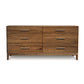 A modern Mansfield 6-Drawer Dresser - Walnut - Clearance featuring modern brushed nickel drawer pulls and Copeland Furniture quality.