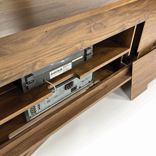 Catalina Media Cabinet by Copeland Furniture showcases American-made, mid-century modern craftsmanship and sleek design in premium hardwood.