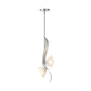 Mika 2-Light Pendant by Hubbardton Forge with silver frame and flower-shaped glass shades, showcasing modern American craftsmanship.