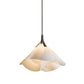 A Hubbardton Forge Mobius Large Pendant with a white paper shade.
