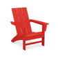 A vibrant red POLYWOOD Modern Adirondack chair isolated on a white background, featuring wide armrests and a slanted back design.