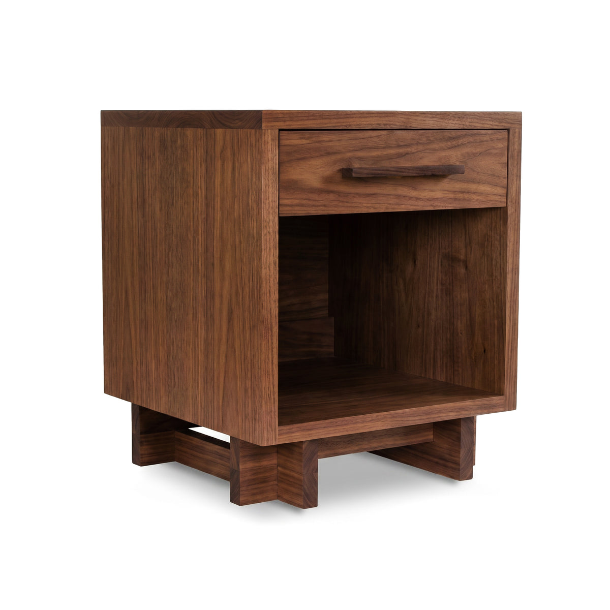 Modern American 1-Drawer Enclosed Shelf Nightstand by Vermont Furniture Designs, handcrafted in solid wood with sleek lines and minimalist style.
