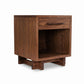 Modern American 1-Drawer Enclosed Shelf Nightstand by Vermont Furniture Designs, handmade in solid wood, showcasing fine craftsmanship and sleek design.