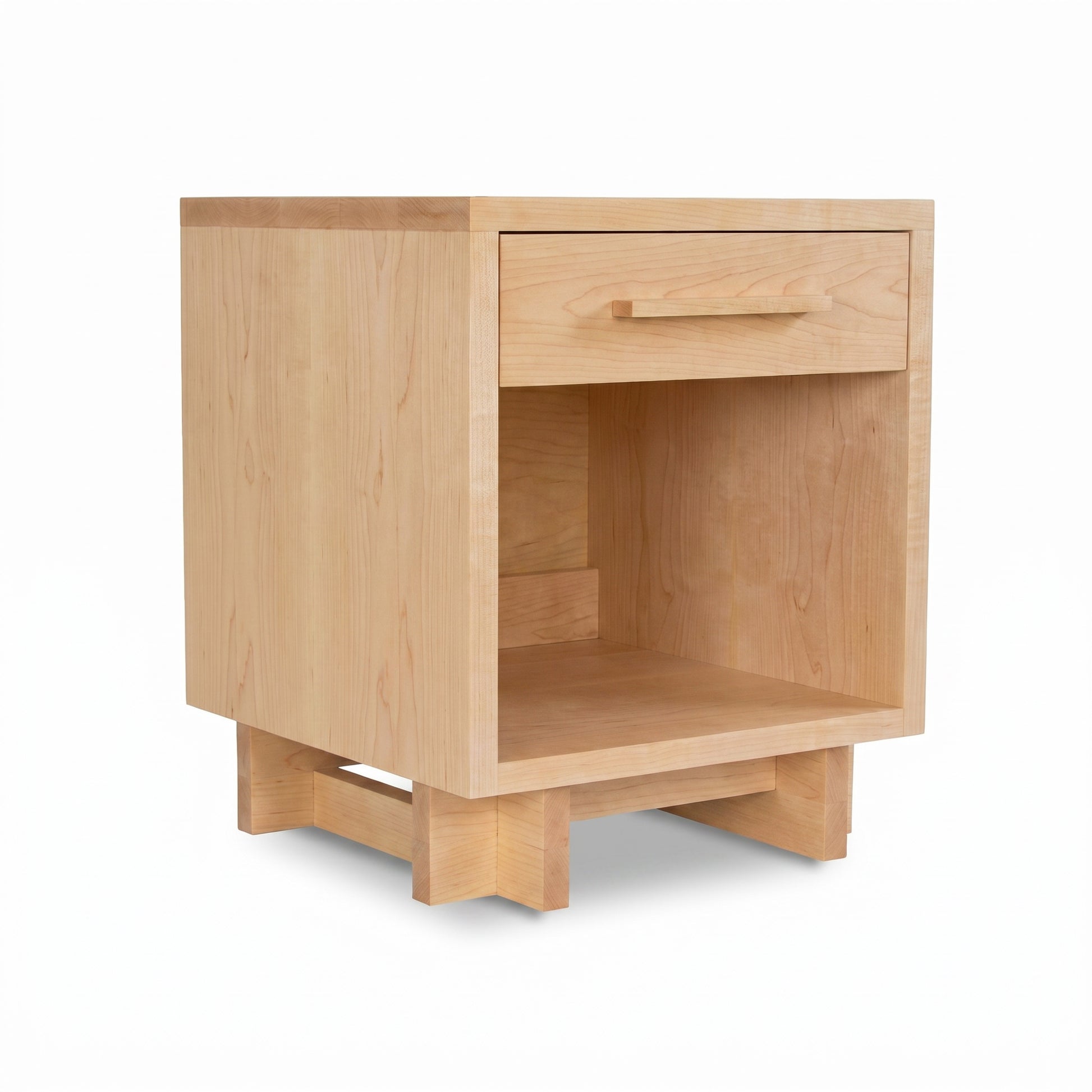 Handcrafted Modern American 1-Drawer Enclosed Shelf Nightstand by Vermont Furniture Designs, featuring premium wood and timeless craftsmanship.