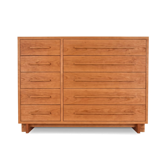 Modern American 10-Drawer Dresser by Vermont Furniture Designs in a natural finish, featuring simple handles and fine craftsmanship.