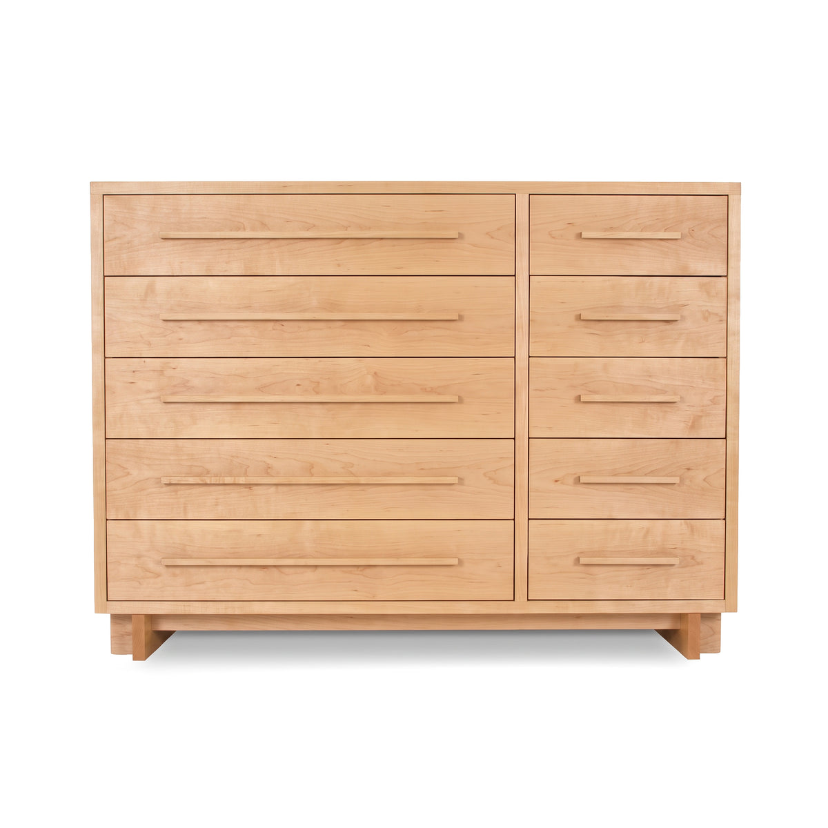 Modern American 10-Drawer Dresser #2 by Vermont Furniture Designs in light solid wood with simple handles, showcasing expert craftsmanship.