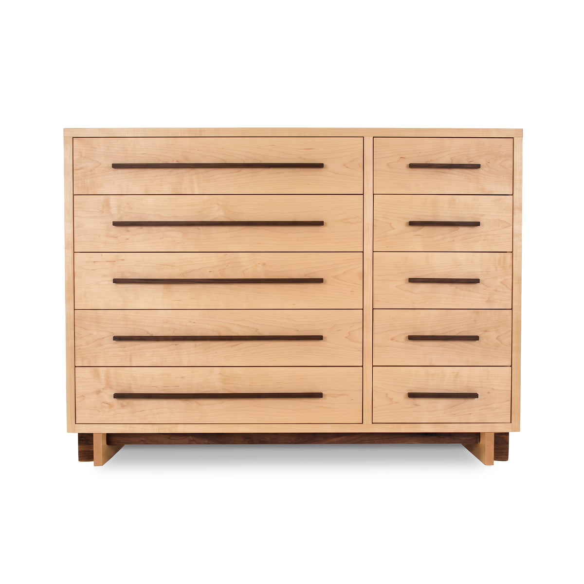 Modern American 10-Drawer Dresser by Vermont Furniture Designs with sleek dark handles and solid wood construction, crafted in the USA.