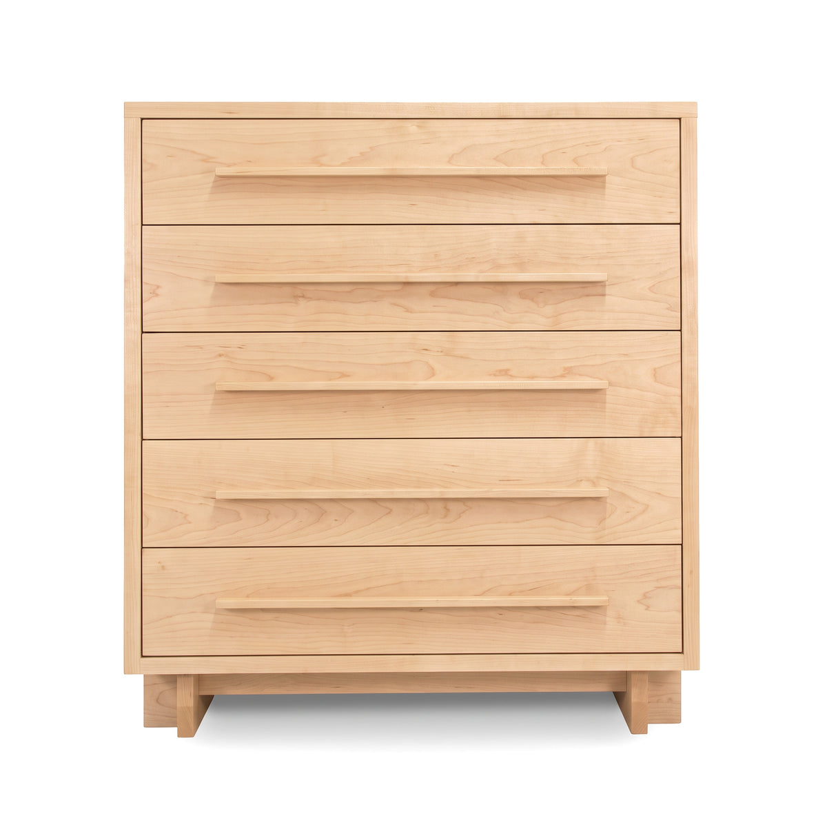 Modern American 5-Drawer Chest by Vermont Furniture Designs, crafted in light wood with flat handles, showcasing high-quality American craftsmanship.