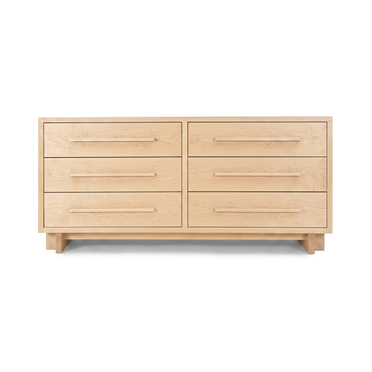 Modern American 6-Drawer Dresser by Vermont Furniture Designs in light solid hardwood with minimalist handles, crafted in the USA.
