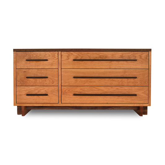 A Vermont Furniture Designs Modern American 6-Drawer Dresser #2 with solid wood construction isolated against a white background.