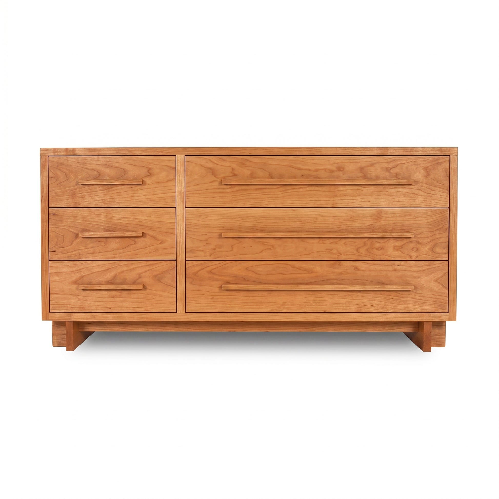 cherry wood dresser Crescent Six Drawer Bureau 7 inches high x 23 inches wide x 14.25 inches deep Bottom drawer (inside) Modern American 6-Drawer Dresser #2
