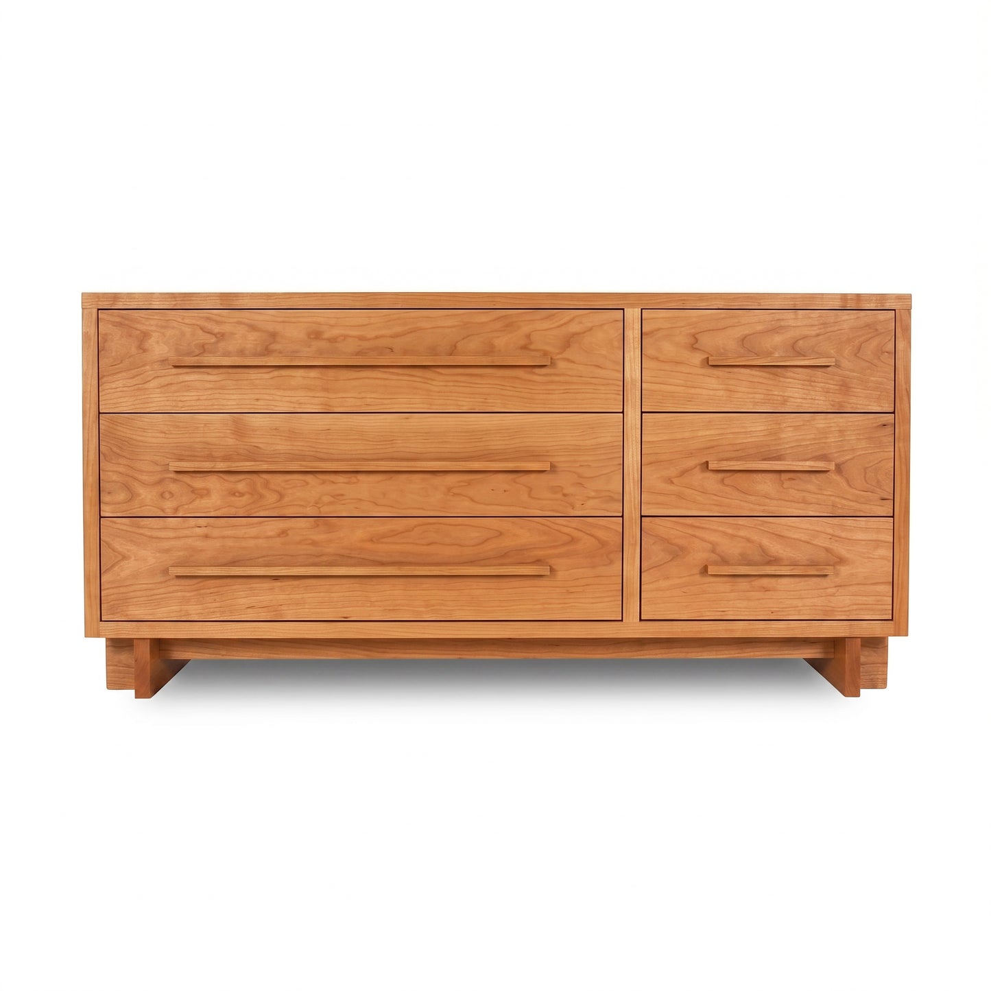 Vermont Furniture Designs Modern American 6-Drawer Dresser with simple handles and a natural wood finish, expertly crafted in the USA.