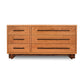 Vermont Furniture Designs Modern American 6-drawer dresser with recessed handles and mixed-size drawers, handcrafted in solid wood, American made quality.