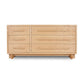 Modern American 6-drawer dresser in light wood by Vermont Furniture Designs, featuring sleek horizontal handles and expert craftsmanship.