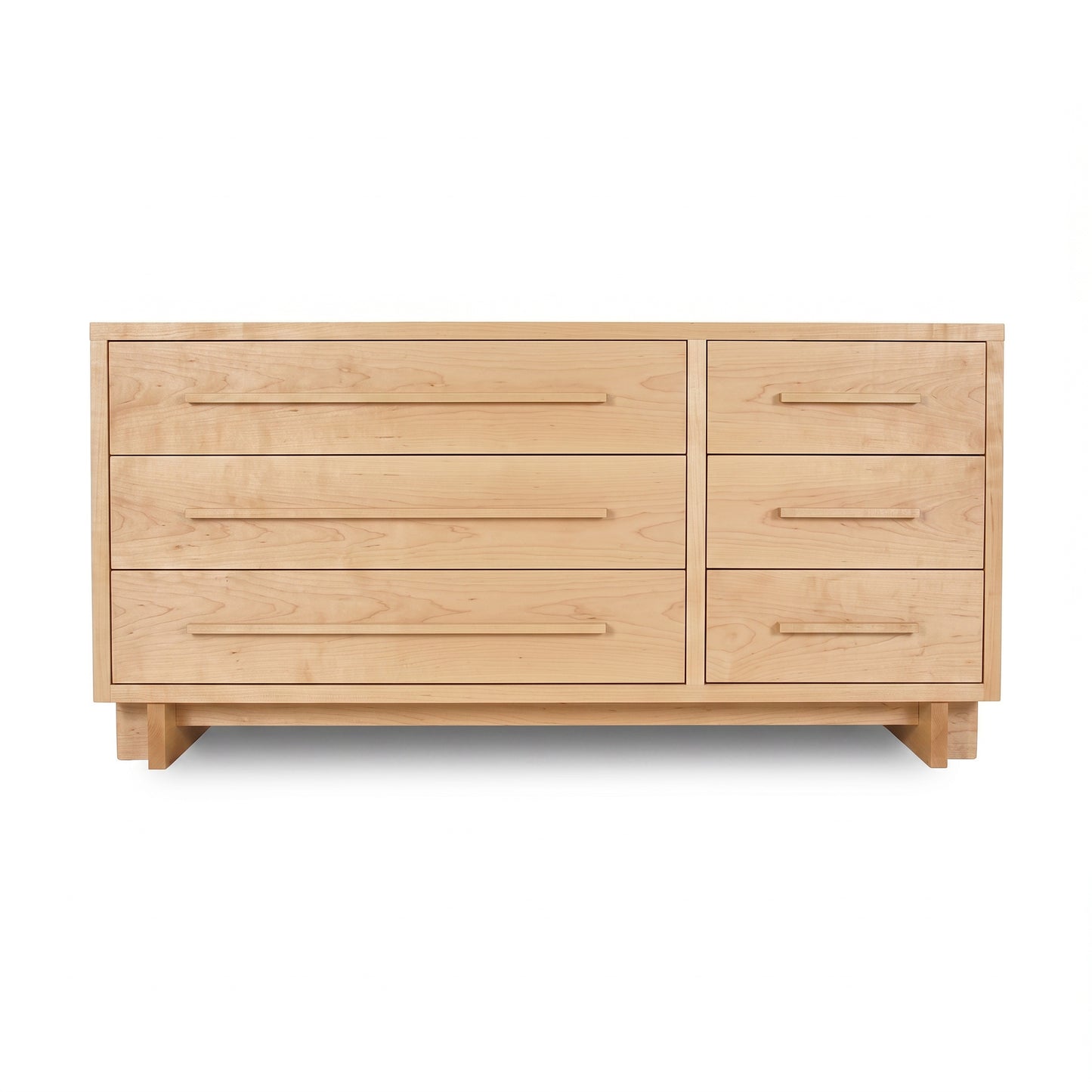 Modern American 6-Drawer Dresser #2 by Vermont Furniture Designs in light wood with sleek, minimalist horizontal handles, showcasing fine American craftsmanship.
