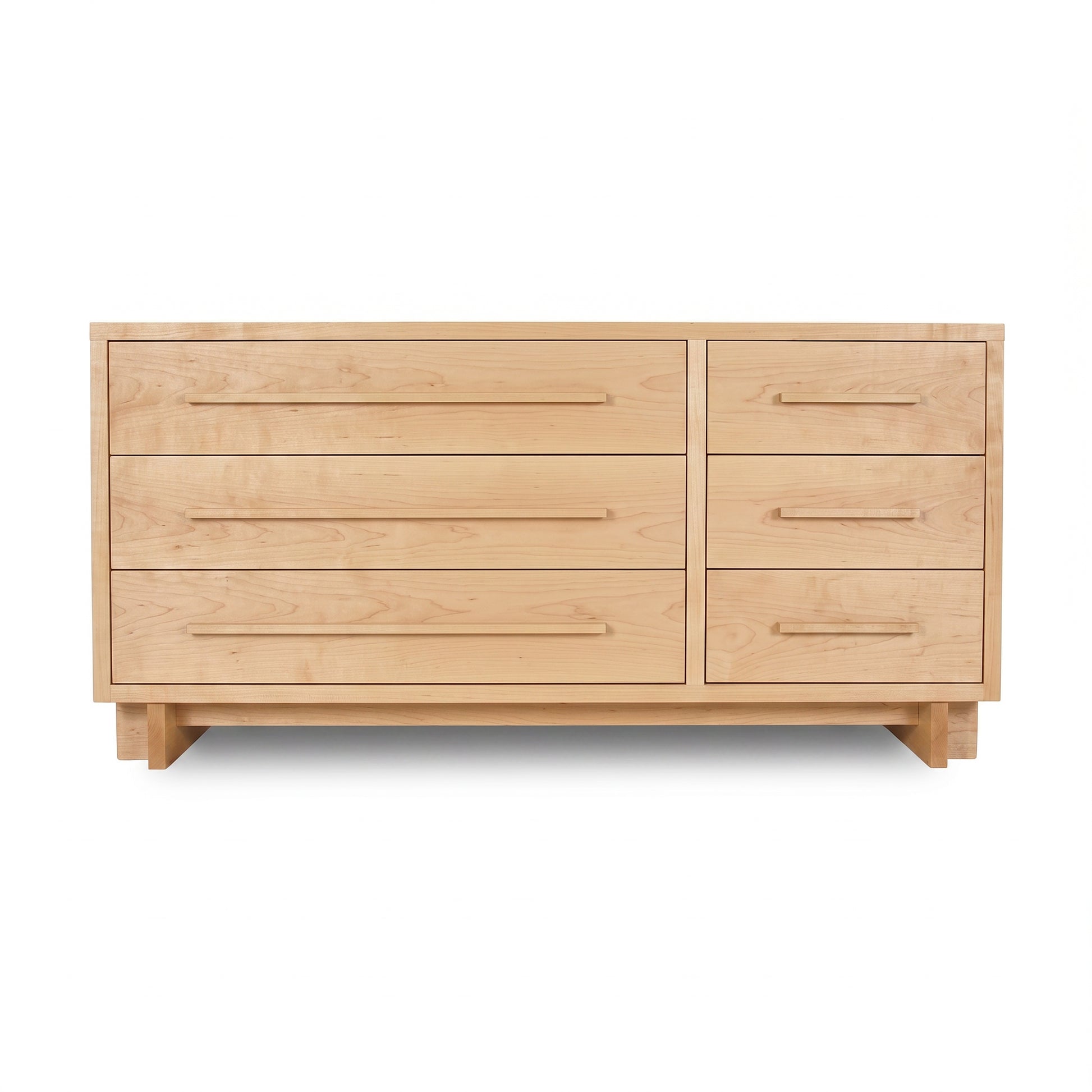 Modern American 6-Drawer Dresser #2 by Vermont Furniture Designs in light wood with sleek, minimalist horizontal handles, showcasing fine American craftsmanship.