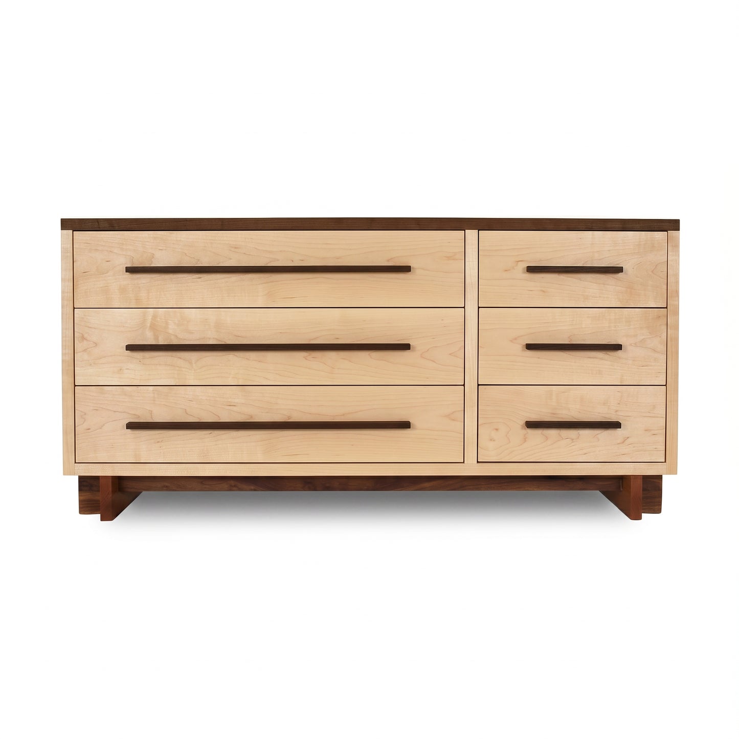 Modern American 6-Drawer Dresser #2 by Vermont Furniture Designs featuring 3 large, 3 small drawers and sleek horizontal handles, crafted in the USA.