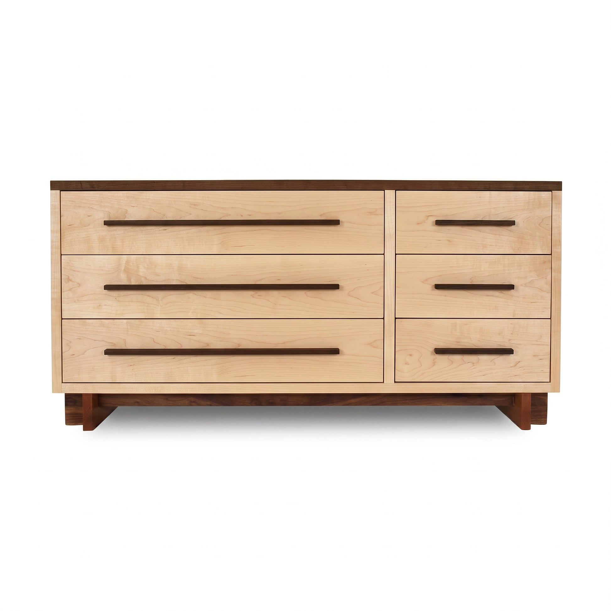 Modern American 6-Drawer Dresser #2 by Vermont Furniture Designs featuring 3 large, 3 small drawers and sleek horizontal handles, crafted in the USA.