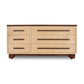 Modern American 6-Drawer Dresser by Vermont Furniture Designs with light wood finish, dark handles, and a handcrafted solid wood top.