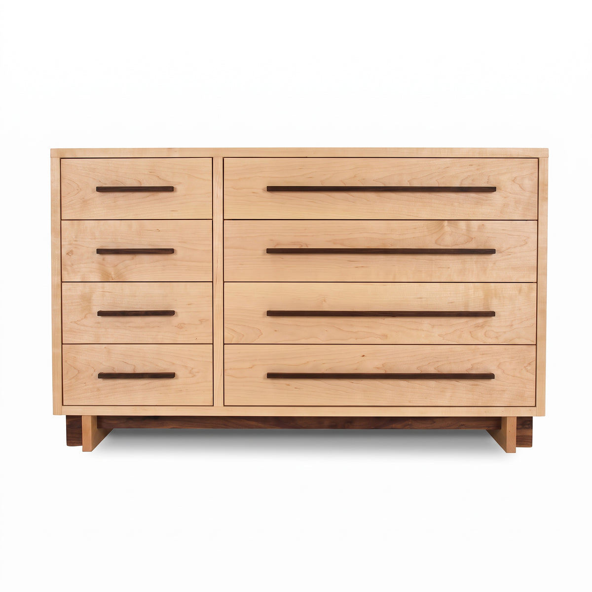 Modern American 8-Drawer Dresser #2 by Vermont Furniture Designs with light wood finish and dark handles, American made and high quality.