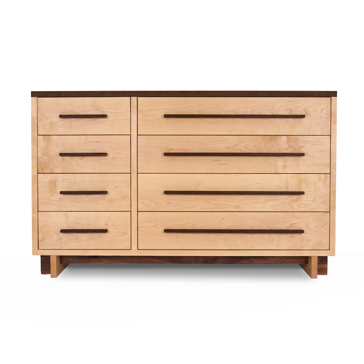 Vermont Furniture Designs Modern American 8-Drawer Dresser #2 with sleek dark handles, handcrafted in the USA from quality wood.