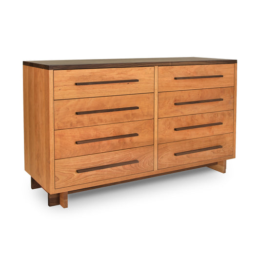 Contemporary bedroom wooden Modern American 8-Drawer Dresser #1, isolated on a white background by Vermont Furniture Designs.