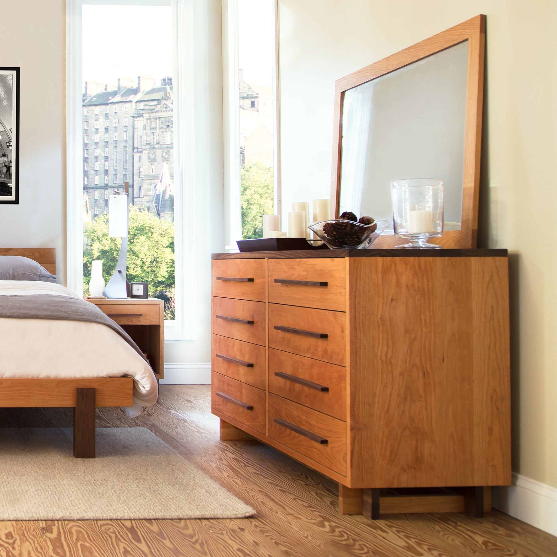 Vermont Furniture Designs Modern American 8-Drawer Dresser in a bedroom setting.