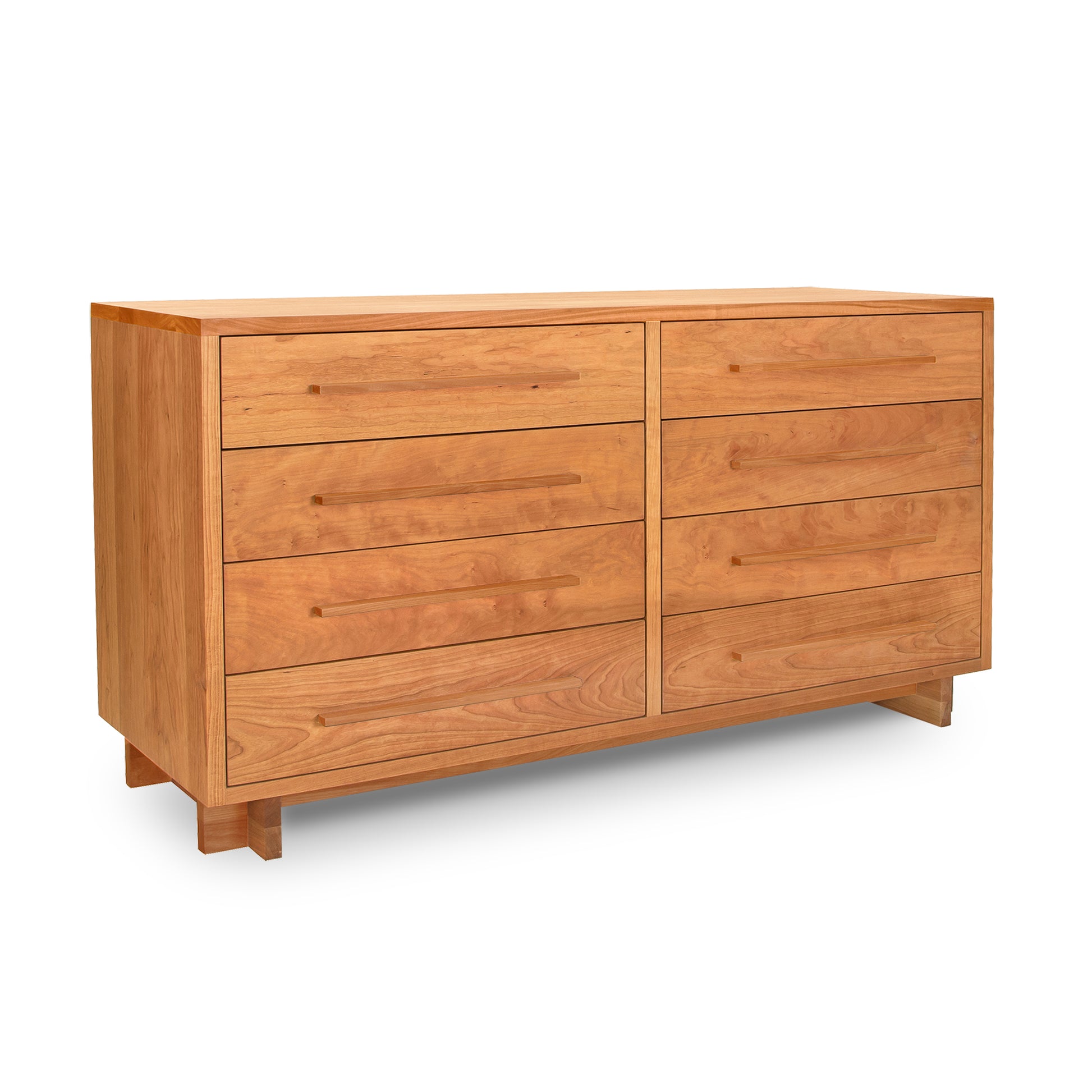 Modern American 8-Drawer Dresser with natural finish and minimalist design, handmade by Vermont Furniture Designs.