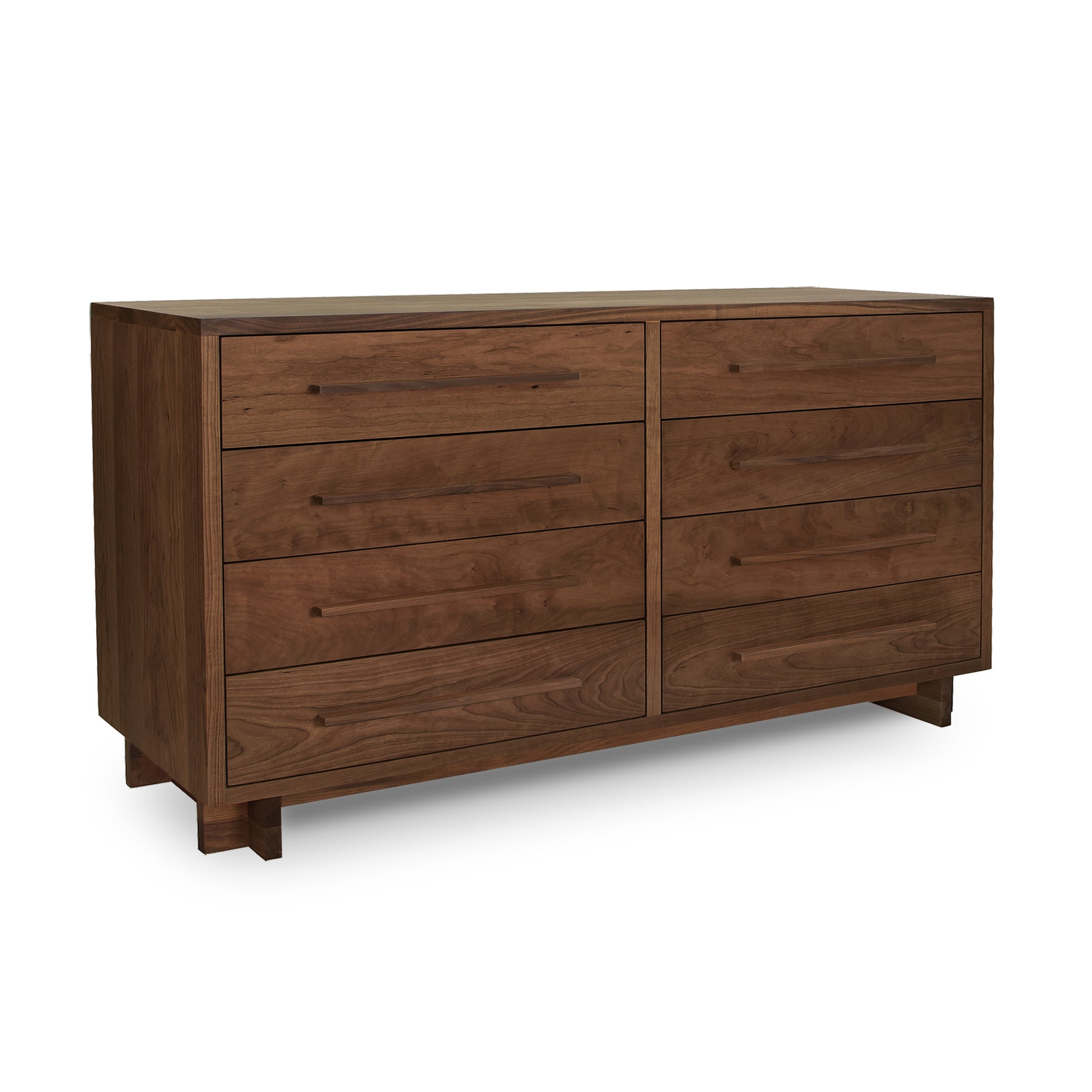 Modern American 8-Drawer Dresser in natural cherry wood with short legs by Vermont Furniture Designs.