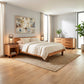 Vermont Furniture Designs Modern American Platform Bed and coordinating light wood dressers, handcrafted from premium American hardwoods.