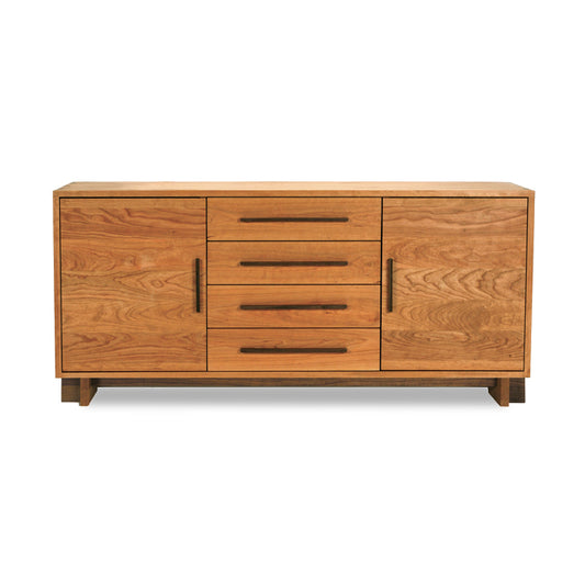 A Vermont Furniture Designs Modern American Sideboard with drawers and solid walnut wood.