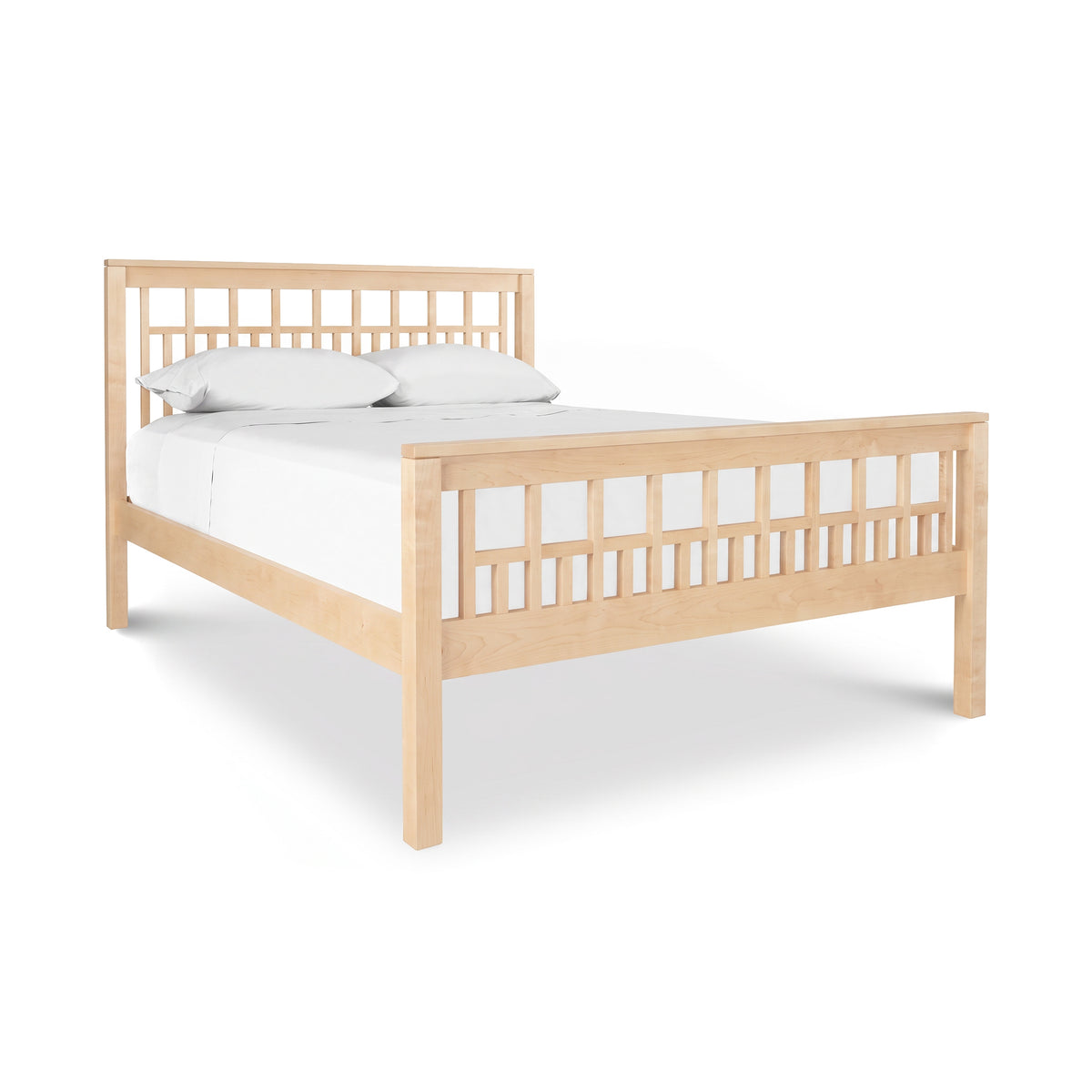 Modern American Trellis Bed by Vermont Furniture Designs in eco-friendly solid hardwood with a signature grid-patterned headboard.