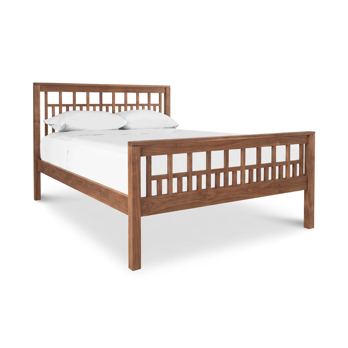 Modern American Trellis Bed by Vermont Furniture Designs featuring eco-friendly solid hardwood and a distinctive square grid headboard.