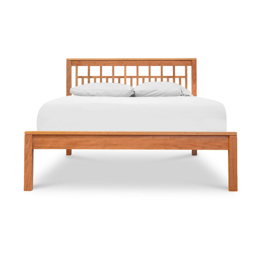 Modern American Trellis Low Footboard Bed by Vermont Furniture Designs, featuring a slatted headboard and solid hardwood, handcrafted in the USA.