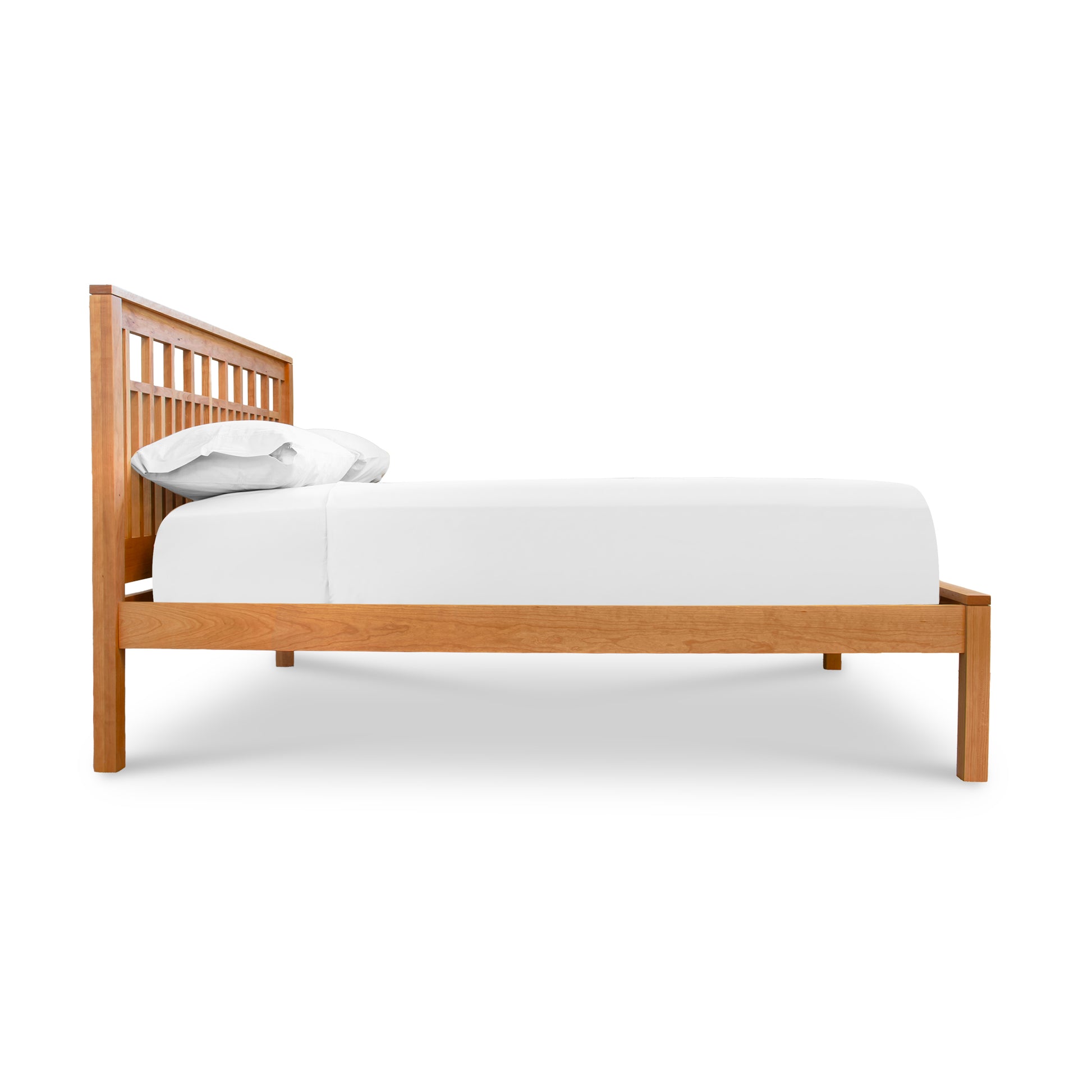 Modern American Trellis Low Footboard Bed from Vermont Furniture Designs with slatted headboard and solid hardwood, expertly crafted in the USA.