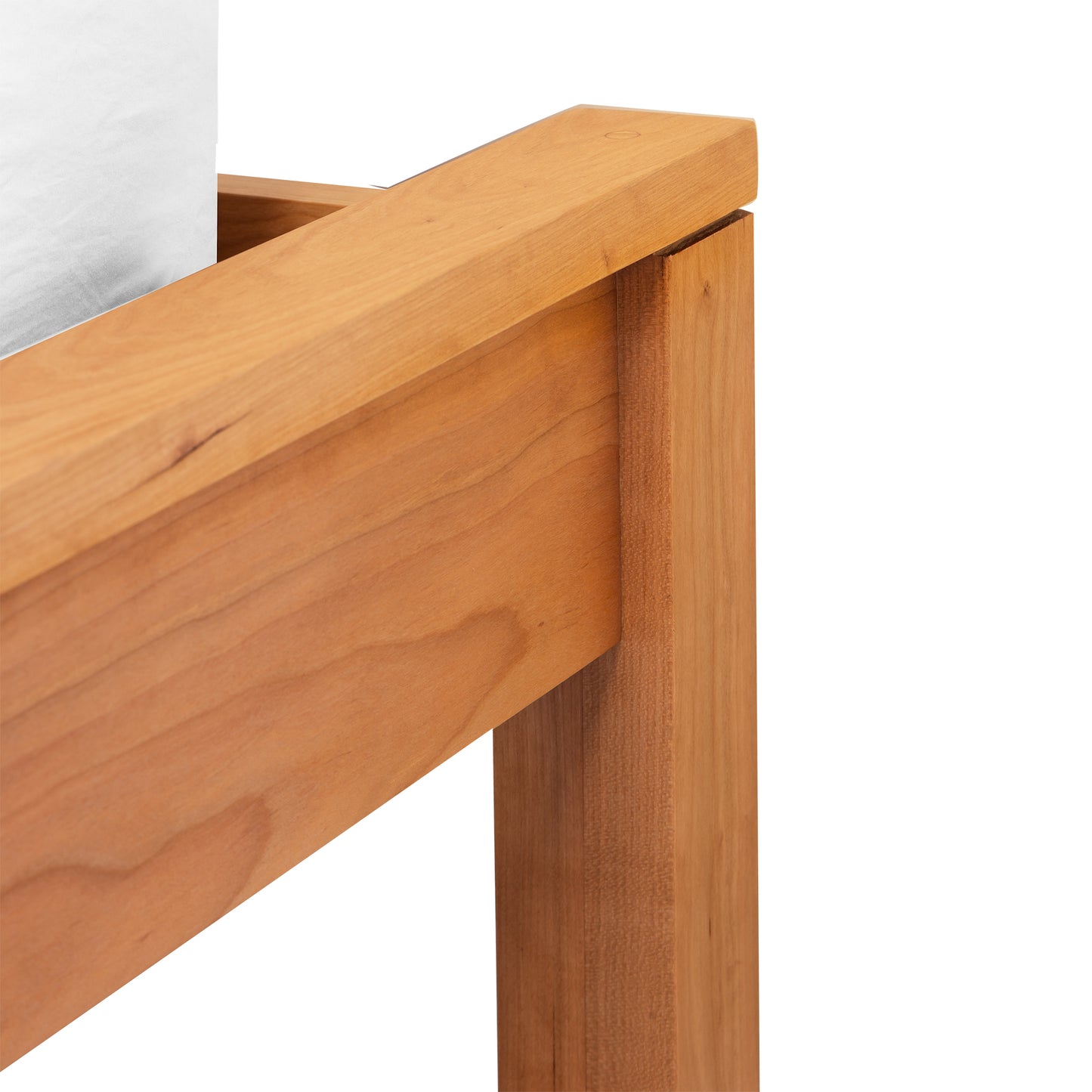 Modern American Trellis Low Footboard Bed by Vermont Furniture Designs with eco-friendly finish, highlighting quality craftsmanship and mattress detail.