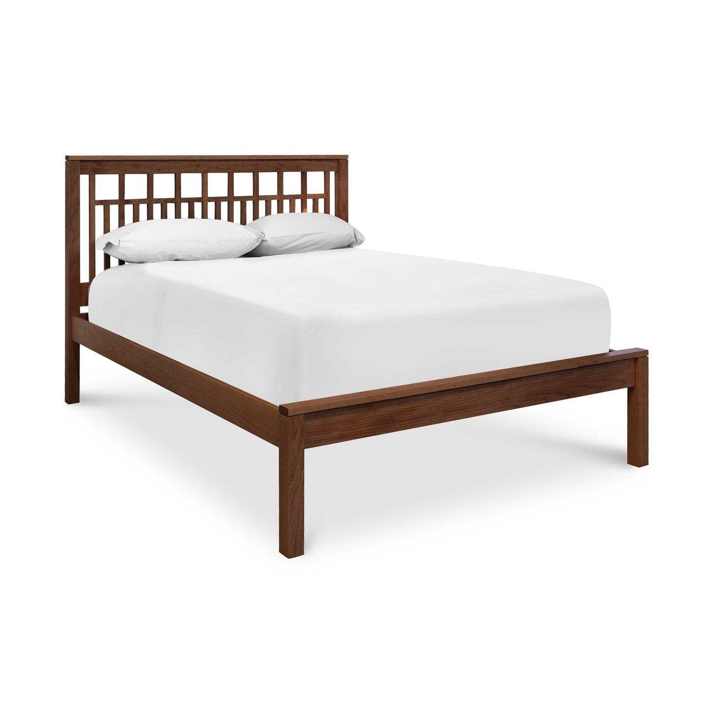 Vermont Furniture Designs Modern American Trellis Low Footboard Bed with hardwood frame and eco-friendly finish.