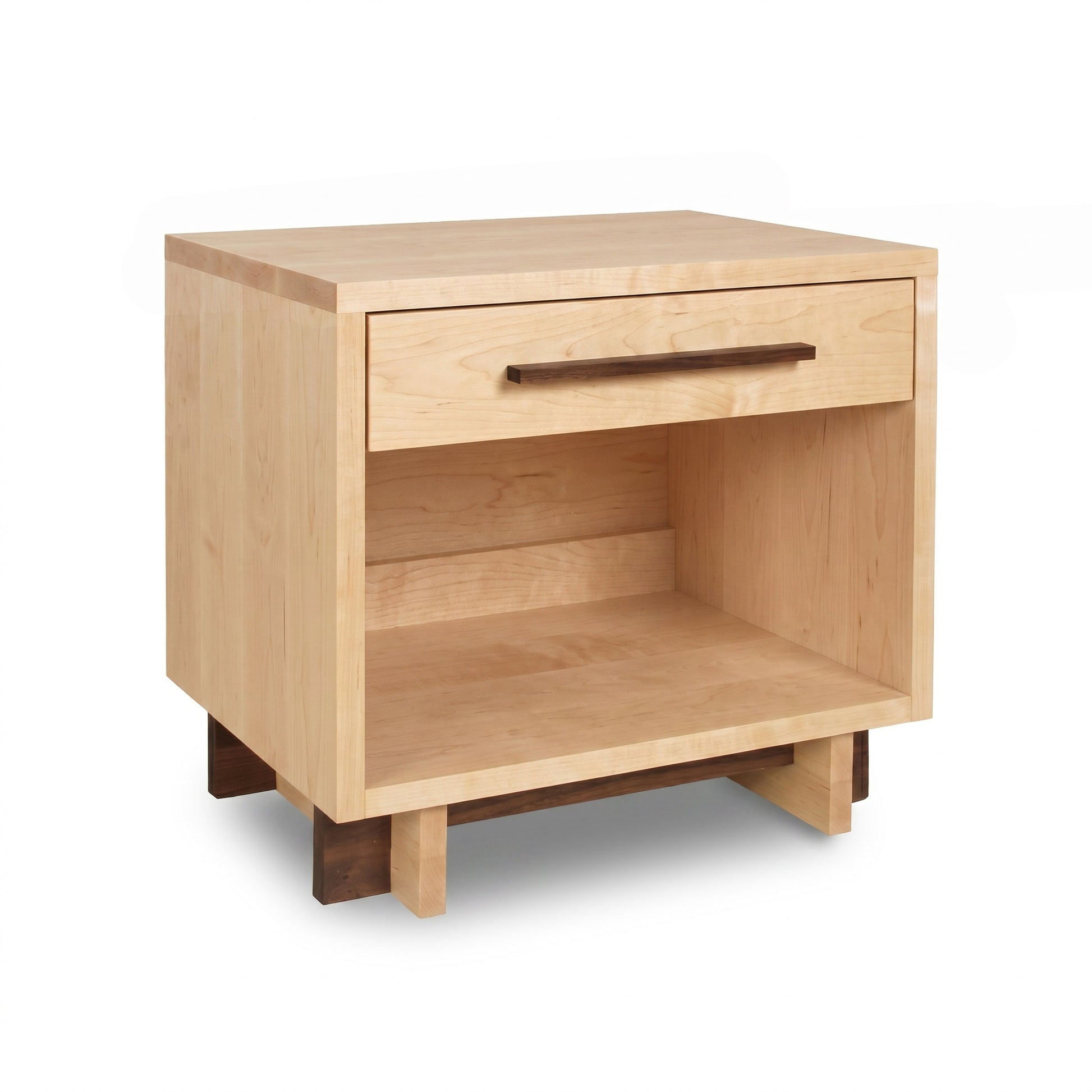 Modern American nightstand by Vermont Furniture Designs featuring one drawer and an enclosed shelf, crafted from high-quality American hardwoods.