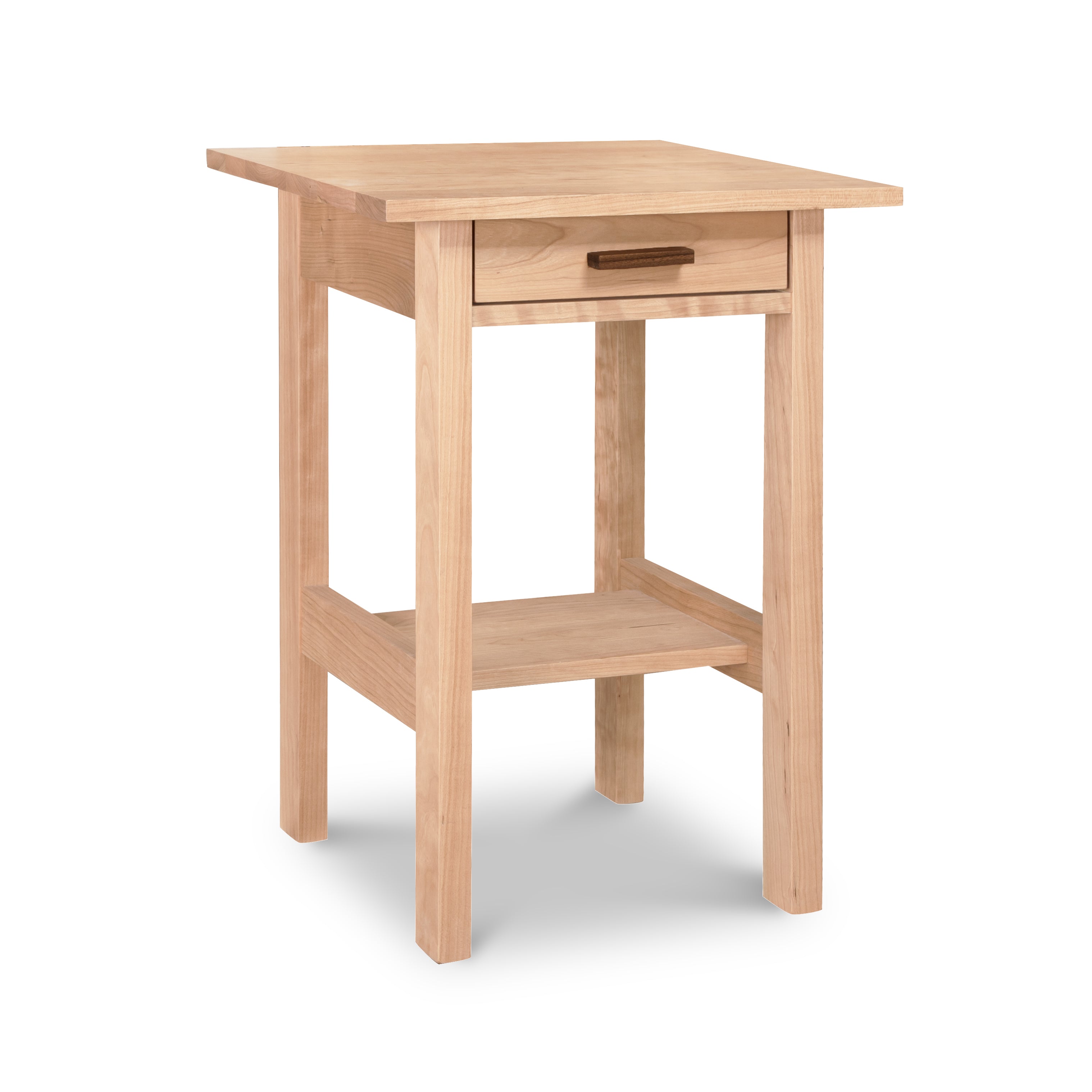 Natural wood side table deals with drawer