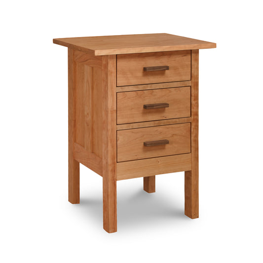 Modern Craftsman 3-Drawer Nightstand by Vermont Furniture Designs isolated on a white background.
