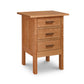 Handcrafted solid wood Modern Craftsman 3-Drawer Nightstand with rectangular handles and a smooth surface, supported by four sturdy legs.